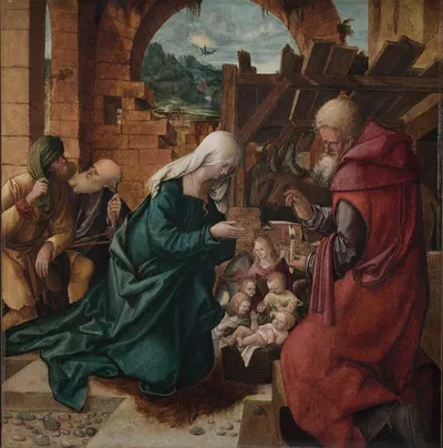 Adoration of the Shepherds by Ханс Леонард Шойфелайн, c. 1510 — digital art print download
