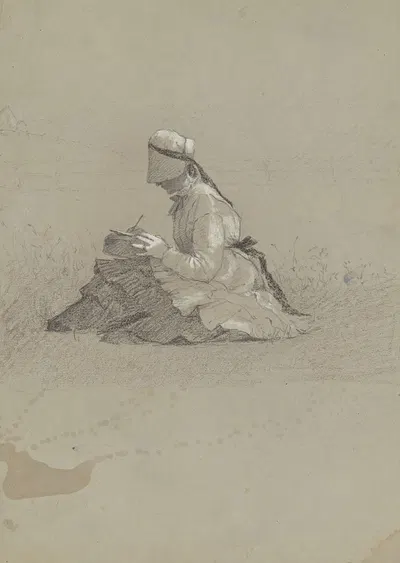 Young Lady Writing by Инох Вуд Перри-младший, c. 1870 — digital art print download