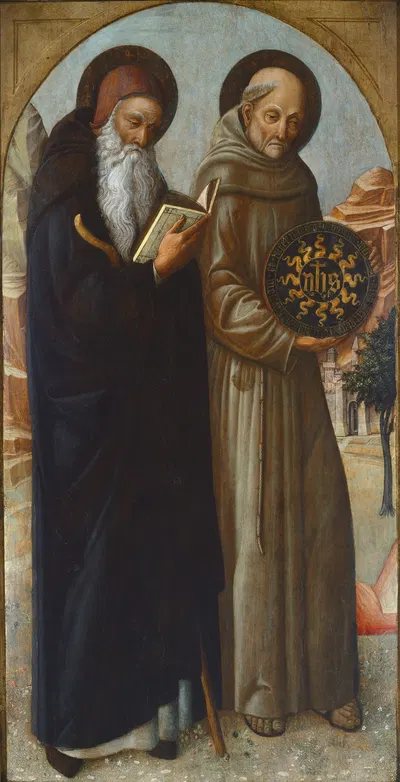 Saint Anthony Abbot and Saint Bernardino of Siena by Jacopo Bellini, 1459 — digital art print download