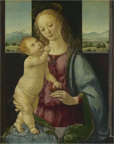 Madonna and Child with a Pomegranate by Lorenzo di Credi, 1475-1480 — digital art print download