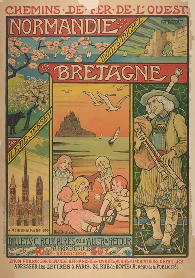 Chemins de fer de l'Ouest – Normandie – Bretagne by Поль Бертон, 1907 — digital art print download