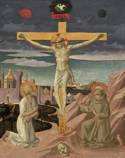 The Crucifixion with Saint Jerome and Saint Francis by Francesco Pesellino — digital art print download