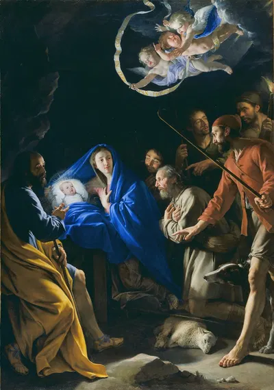 The Adoration of the Shepherds by Филипп де Шампен, c. 1645 — digital art print download