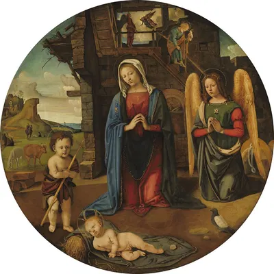 The Nativity with the Infant Saint John by Пьеро ди Косимо — digital art print download