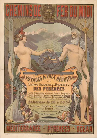 Chemins de fer du Midi – voyages à prix réduits aux Stations Hivernales et Balnéaires des Pyrénées. Méditerranée, Pyrénées…