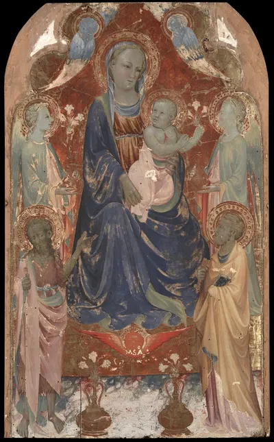 Virgin and Child with Saint John the Baptist, Saint Peter, and Two Angels by Rossello di Jacopo Franchi — digital art print…