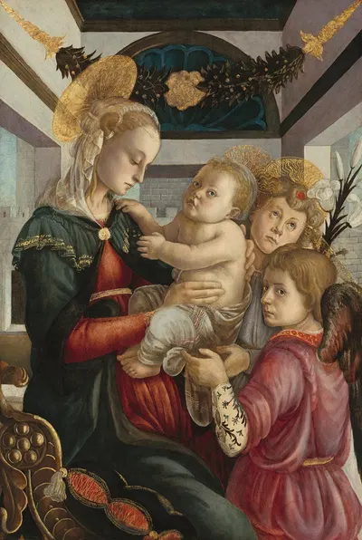 Madonna and Child with Angels by Сандро Боттичелли, 1465-1470 — digital art print download