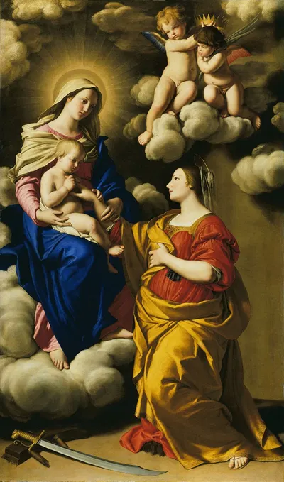 The Mystic Marriage of Saint Catherine by Джованни Баттиста Сальви да Сассоферрато — digital art print download