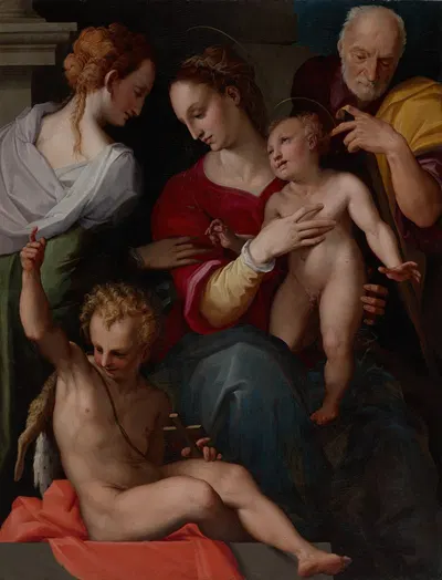 Holy Family with the Mystic Marriage of Saint Catherine by Tommaso d'Antonio Manzuoli, c. 1560 — digital art print download