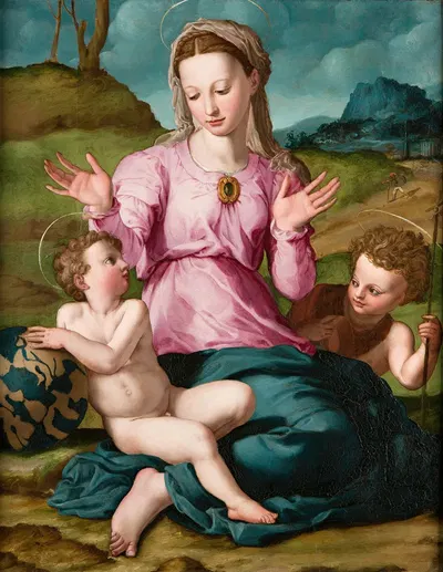Madonna and Child with Saint John the Baptist by Агноло Бронзино — digital art print download