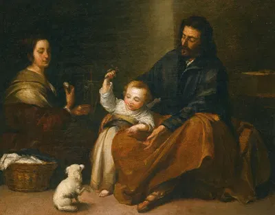 The Holy Family In An Interior by Bartolomé Estebán Murillo — digital art print download