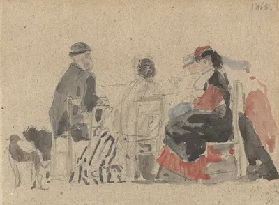 Conversation on the Beach by Eugène Boudin, 1865 — digital art print download