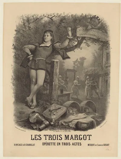 Les trois Margot by Прюдент-Луи Лерай, 1877 — digital art print download