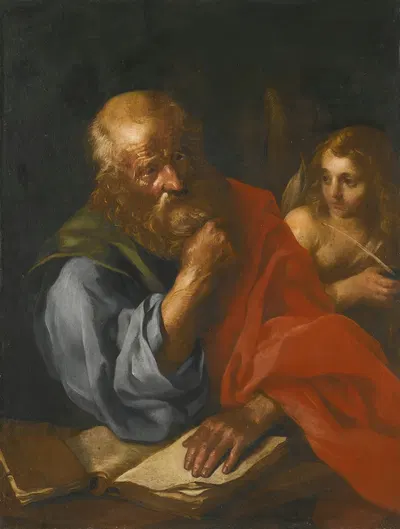 An Apostle, Probably Saint Matthew, With An Angel by Болонская школа — digital art print download