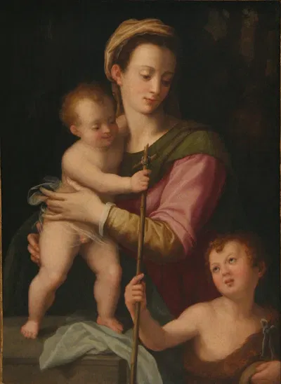 Madonna and Child with St. John by Andrea del Brescianino — digital art print download