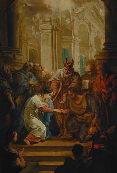 The Marriage of the Virgin by Charles-André van Loo, c. 1730 — digital art print download