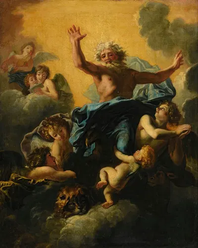 God The Father And The Evangelist Symbols by Шарль де Ла Фосс — digital art print download