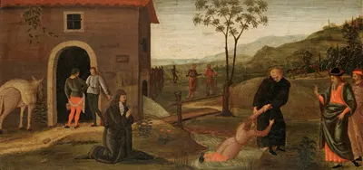 Saint Nicholas of Tolentino Rescuing a Boy from Drowning by Follower of Pietro Perugino — digital art print download