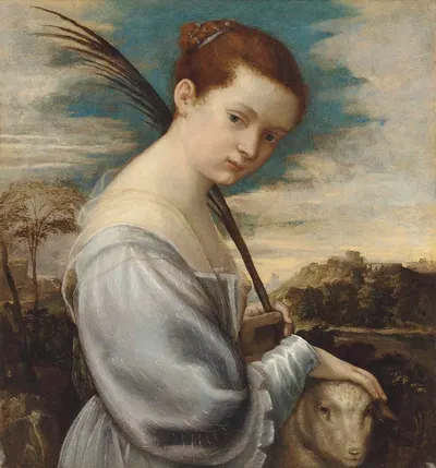 Saint Agnes by Последователь Тициана — digital art print download