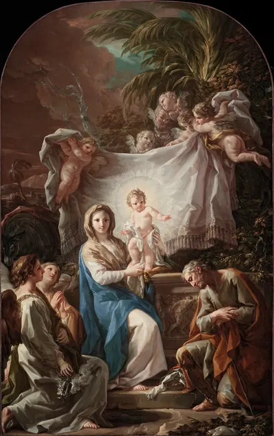 Rest On The Flight Into Egypt by Corrado Giaquinto — digital art print download