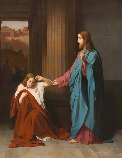 Christ and the Woman Taken in Adultery by Émile Signol, 1842 — digital art print download