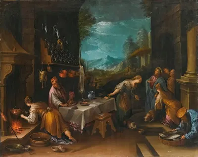 Christ In The House Of Mary And Martha by Follower of Jacopo da Ponte — digital art print download