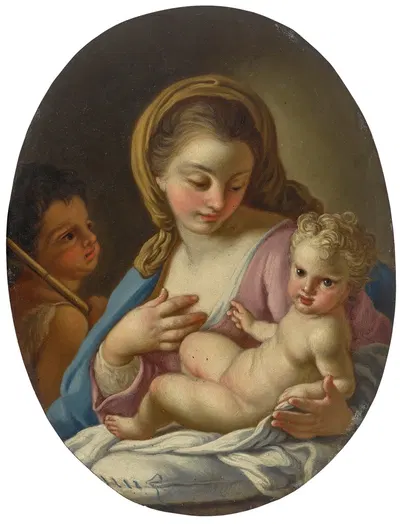 Madonna And Child With The Infant Saint John The Baptist by Франческо де Мура — digital art print download