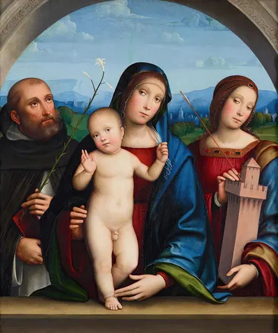 Virgin And Child With Ss. Dominic And Barbara by Франческо Франча, 1450-1517 — digital art print download