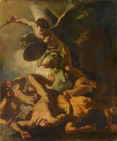 Saint Michael expelling the Rebel Angels by Франческо Солимена — digital art print download