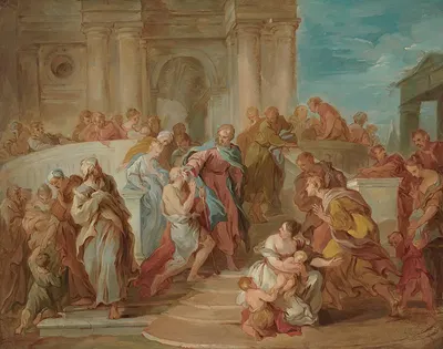 Christ healing the blind man by François Lemoyne — digital art print download