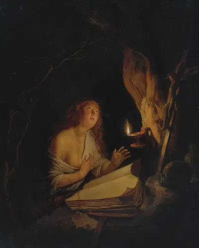 The Penitent Magdalene By Candlelight by Геррит Доу — digital art print download