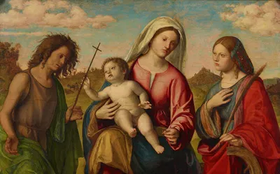 Virgin And Child With Ss. Catherine And John The Baptist by Giovanni Battista Cima da Conegliano, 1515 — digital art print…