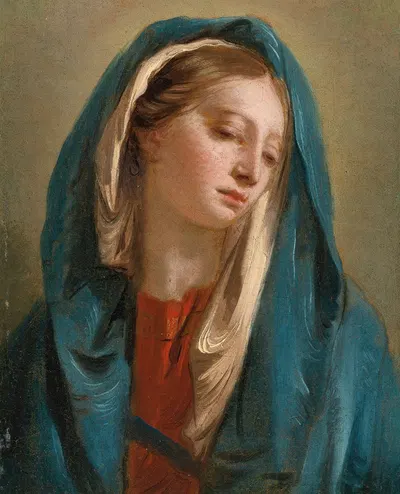 The Madonna Facing Front And Wearing A Blue Cloak by Джованни Баттиста Тьеполо — digital art print download