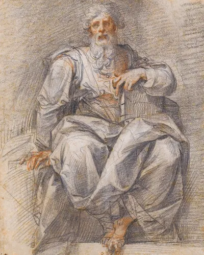 A Seated Prophet, Holding A Book by Giuseppe Cesari — digital art print download