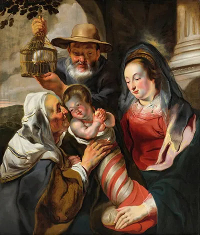 Holy Family with St. Anne by Якоб Йордаанс — digital art print download