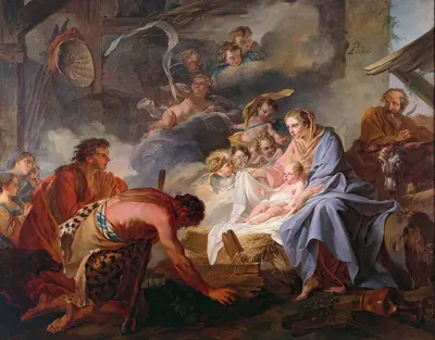 The Adoration of the Shepherds by Jean Baptiste Marie Pierre, 1745 — digital art print download