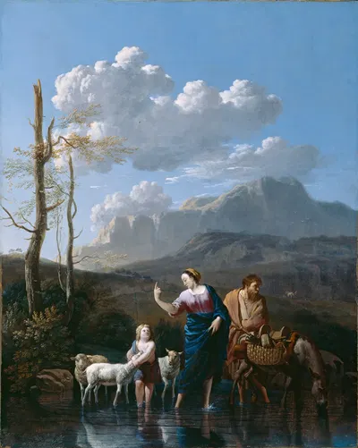 Return of the Holy Family from Egypt by Karel Dujardin, 1662 — digital art print download