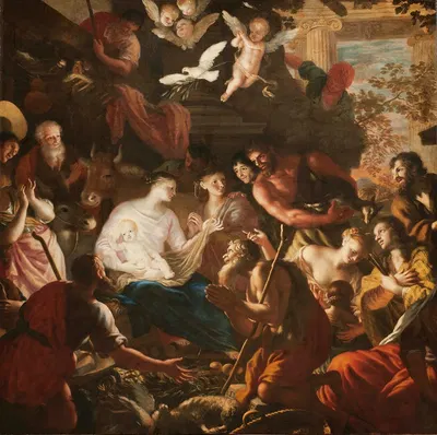 Adoration of the Shepherds by Lorenzo De' Ferrari — digital art print download