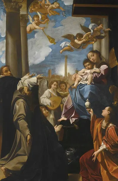 The Madonna And Child Enthroned With Angels, Saint Dominic, Saint Francis, The Magdalene, And A Female Donor; The…