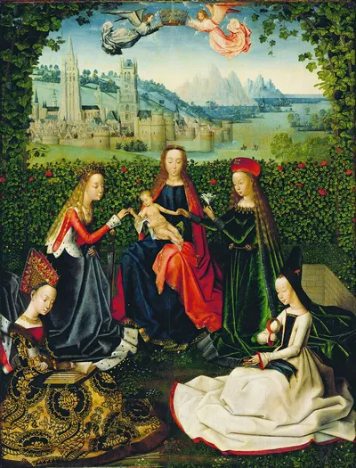 Virgin of the Rose Garden by Master of the St. Lucy Legend — digital art print download