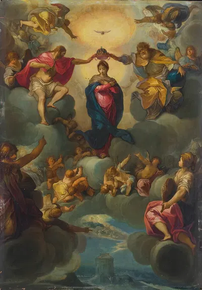 The Coronation Of The Virgin By The Holy Trinity by Matthäus Gundelach — digital art print download