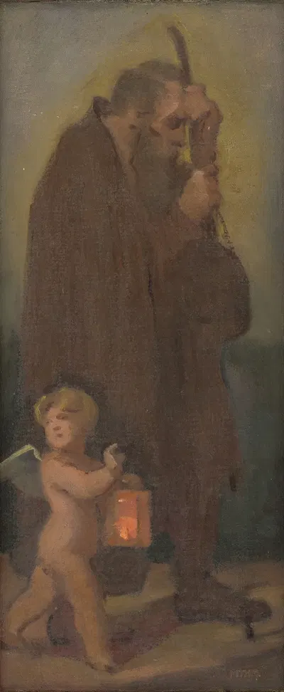 Study of Pilgrims with a Guardian angel – Ahasver by Милан Томка Митровский, 1910–1930 — digital art print download