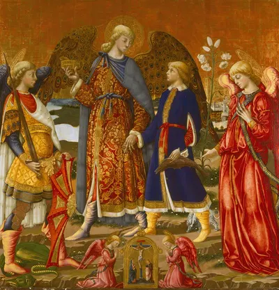 Tobias And Three Archangels by Neri di Bicci, 1471 — digital art print download