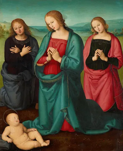 Virgin and Saints Adoring the Christ Child by Пьетро Перуджино, 1450-1523 — digital art print download