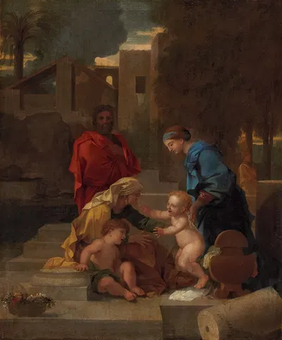 The Holy Family With Saint Elizabeth And The Infant Saint John The Baptist by Себастьен Бурдон — digital art print download