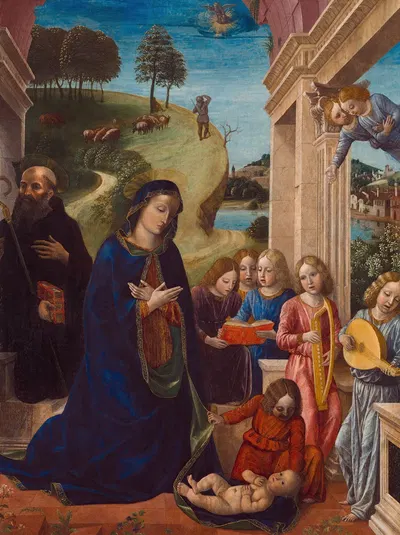 Adoration Of The Child With St. Benedict And Angels by Винченцо Фоппа — digital art print download