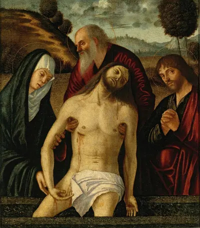 The Lamentation, With The Madonna And Saints Joseph Of Arimathea And John The Evangelist by Витторе Карпаччо — digital art…