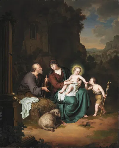 The Holy Family and Saint John the Baptist by Willem Van Mieris, 1708 — digital art print download