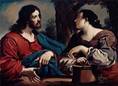 Christ and the Woman of Samaria by Follower of Guercino — digital art print download
