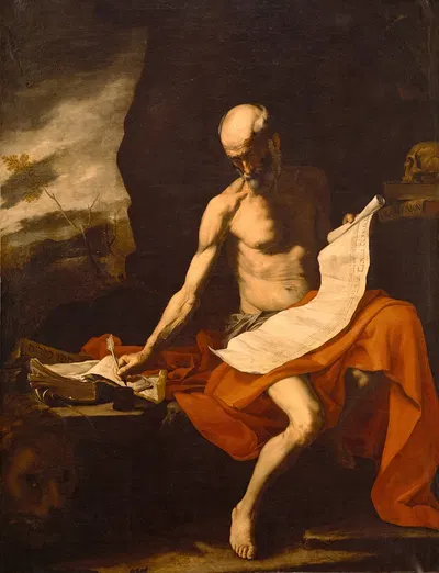 Saint Jerome in the Wilderness by Последователь Хосепа де Риберы — digital art print download
